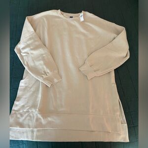 Old navy boyfriend tunic sweatshirt large tall beige wish bone